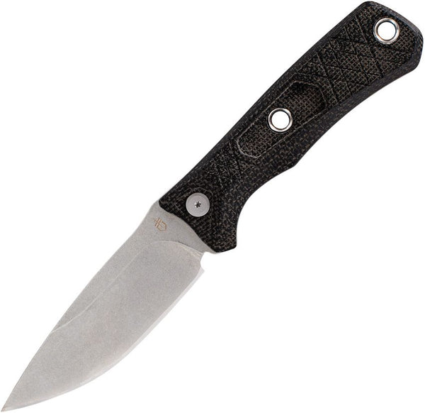 Gerber Convoy Fixed Blade Morel Brown Canvas Micarta Stonewash 440A