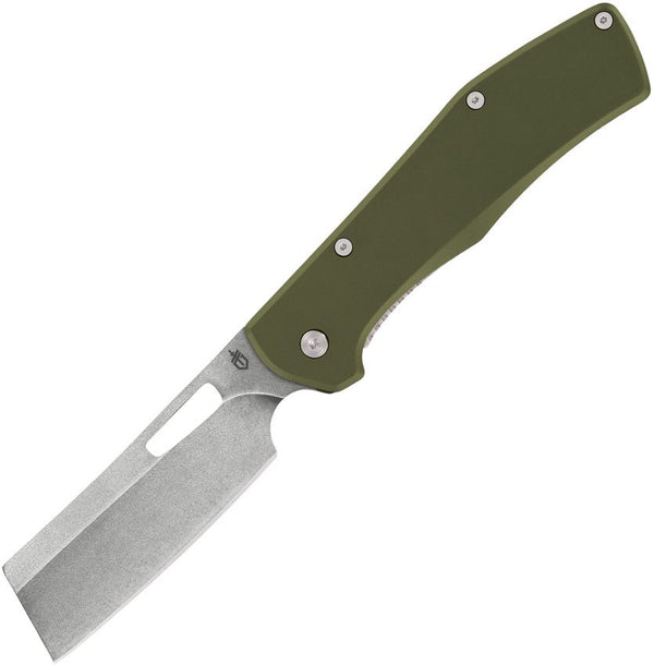 Gerber Flatiron Anodized Green Aluminum Stonewash Cleaver 7Cr17Mov