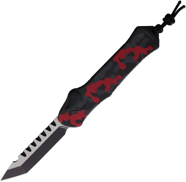 Heretic Knives Auto Hydra OTF Red Camo Aluminum Two Tone Tanto MagnaCut