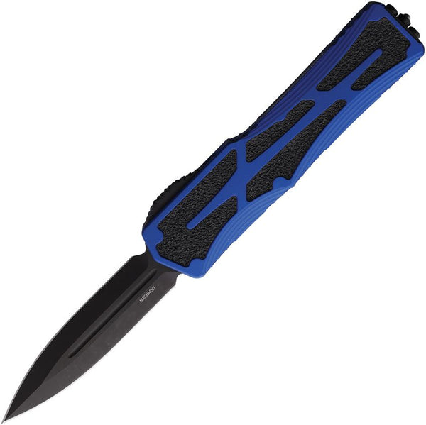 Heretic Knives Auto Colossus D/E Blue Aluminum w Black Traction Inlay DLC Coated MagnaCut