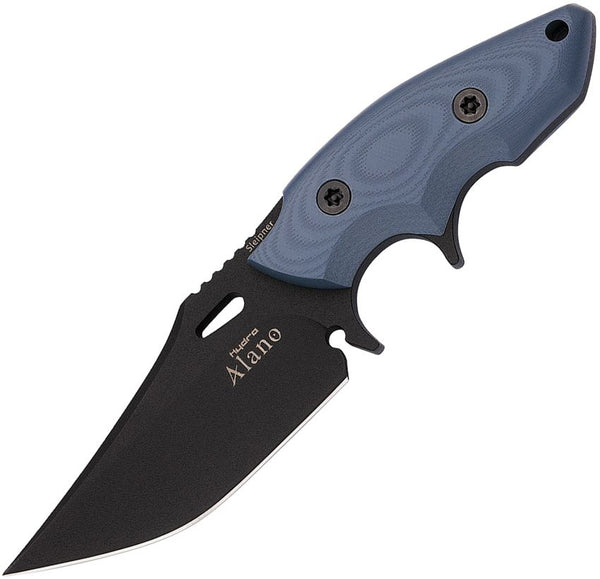 Hydra Knives Alano Fixed Blade Blue G10 Black Powder Coated Clip Point Sleipner