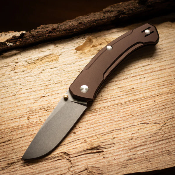 Giant Mouse IONA V2 Liner lock Bronze Anodized Aluminum Stonewash CPM Magnacut