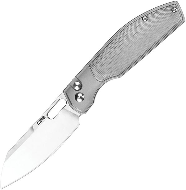 CJRB Ekko Button Lock Gray Titanium Sand Blast Wharncliffe S90V