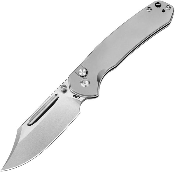 CJRB Bowie Pyrite Button Lock Sand Blast Titanium Stonewash AR-RPM9