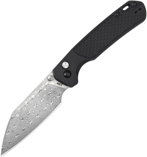 CJRB Pyrite Light Button Lock Black FRN Damascus