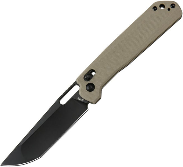 CJRB Bellona Crossbar Lock Green G10 Black PVD Coated Tanto AR-RPM9