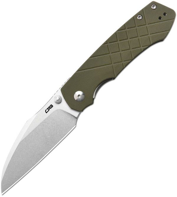 CJRB Kestrel Linerlock Green G10 Stonewash Wharncliffe AR-RPM9