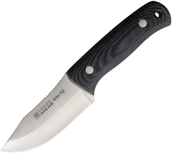 Joker Erizo TS2 Fixed Blade Black Canvas Micarta Satin Bohler N695