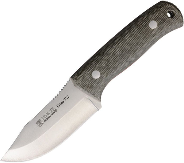Joker Erizo TS2 Fixed Blade Green Canvas Micarta Satin Clip Point Bohler N695