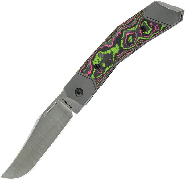 Jack Wolf Knives Bionic Jack Framelock Watermelon Camo Carbon Fiber Satin S90V