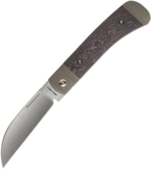 Jack Wolf Knives Diamondback Jack Bolster Lock Purple Haze Fat Carbon Fiber Satin Sheepsfoot S90V