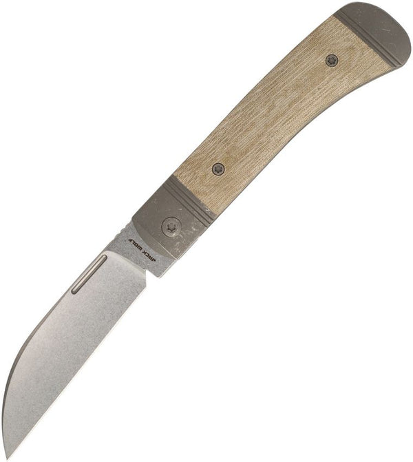 Jack Wolf Knives Diamondback Jack Bolster Lock Green Linen Micarta Stonewash Sheepsfoot S90V