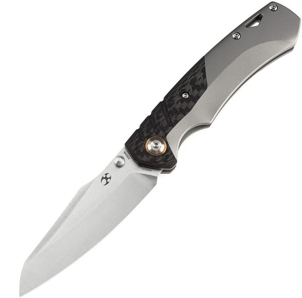 Kansept Knives Weim Framelock Gray Titanium w CF Satin Sheepsfoot CPM S35VN