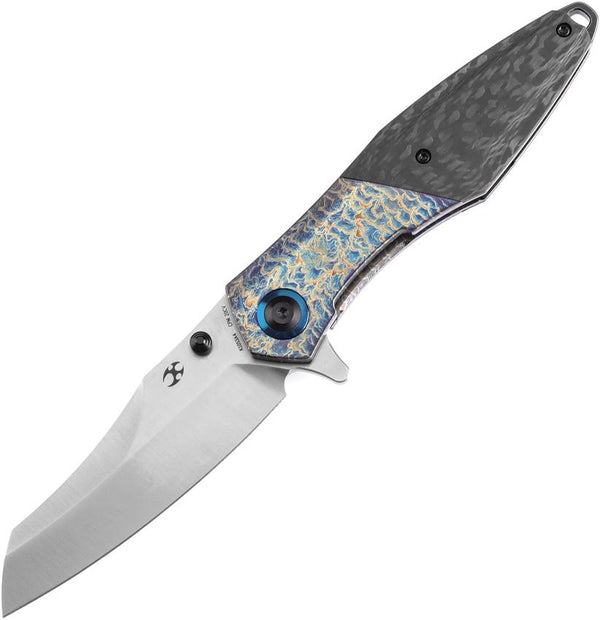 Kansept Knives Mistaken Framelock Lightning Strike Titanium w Twill Carbon Fiber Inlay Satin CPM-20CV