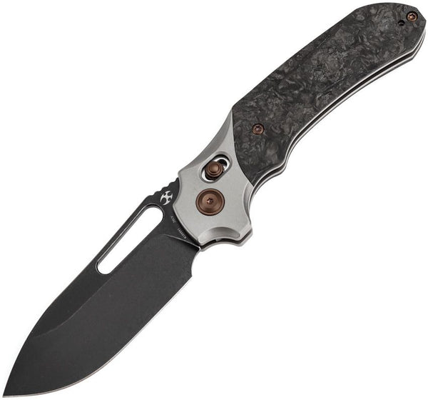 Kansept Knives Quasar Crossbar Lock SW Titanium w Dark Matter Glow Fat Carbon Fiber Inlay BlackWash CPM-20CV