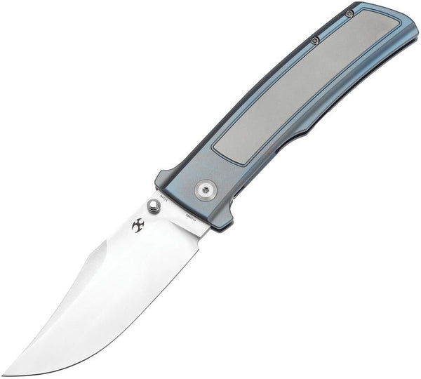 Kansept Knives Bison Framelock Gray/Blue Titanium Satin Bowie CPM S35VN