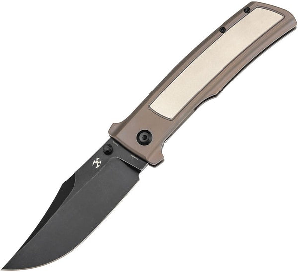Kansept Knives Bison Framelock Gray/Bronze Stonewash Titanium BlackWash Bowie CPM S35VN