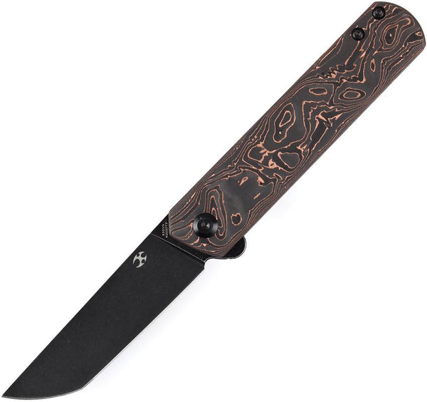 Kansept Knives Foosa Slip Joint Copper Foil CF Black Stonewash CPM S35VN