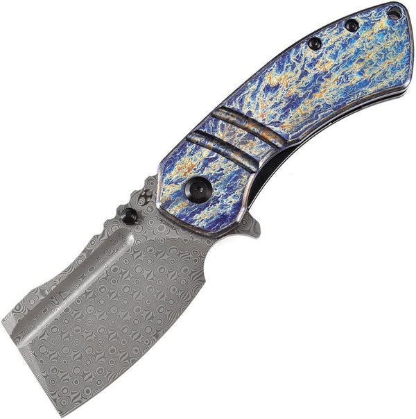 Kansept Knives M+ Korvid Linerlock Lightning Anodized Titanium Damascus