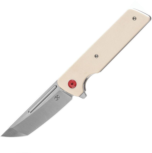 Kansept Knives Anomaly Linerlock Ivory G10 Satin Tanto CPM S35VN