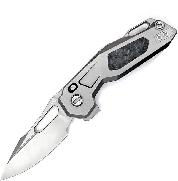 Ketuo Mini Griffin Button Linerlock Gray Titanium w CF Bead Blast Bohler M390