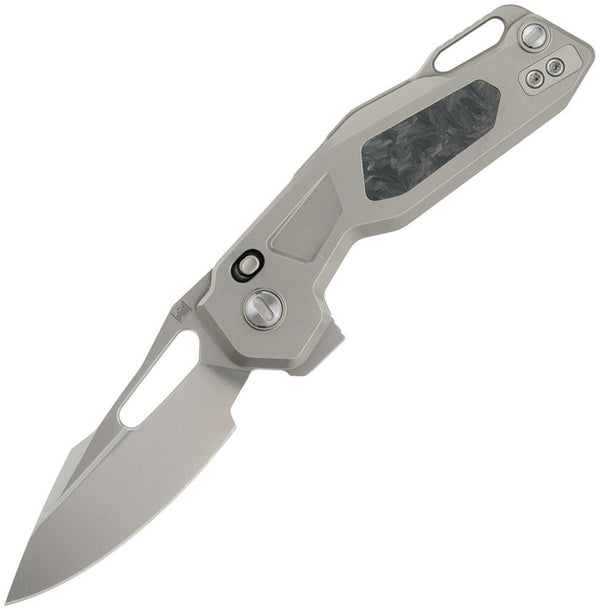 Ketuo Griffin V3 Linerlock Gray Titanium w Carbon Fiber Inlay Bead Blast Bohler M390