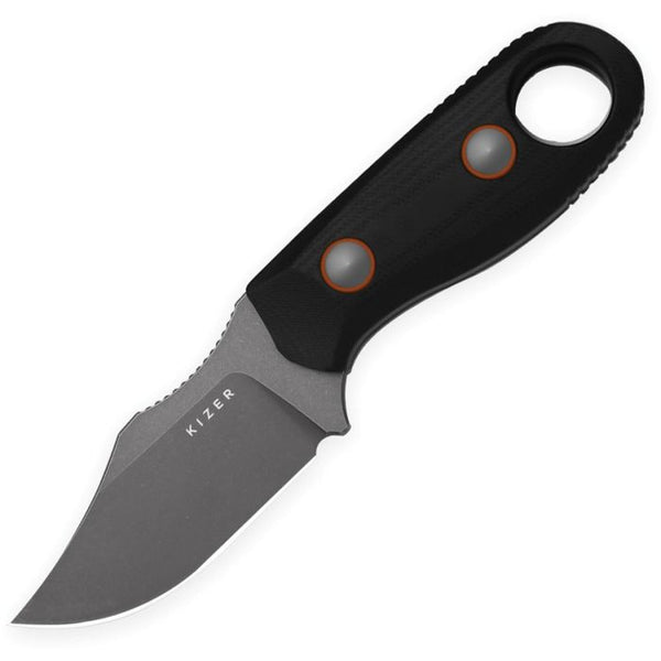 Kizer Cutlery Beaver Fixed Blade Black G10 Gray Stonewash Clip Point D2