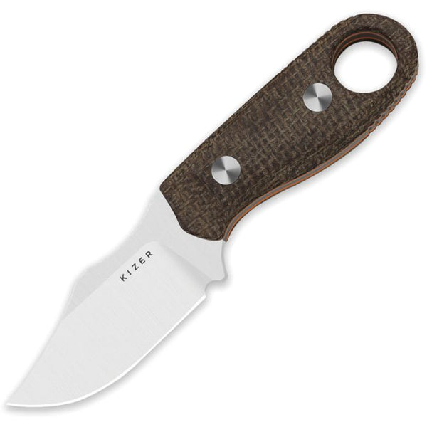Kizer Cutlery Beaver Fixed Blade Brown Burlap Micarta Satin Clip Point AEB-L