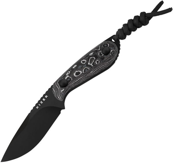 Kizer Cutlery Buddy Fixed Blade White Storm Carbon Fiber Black DLC coated Bohler M390