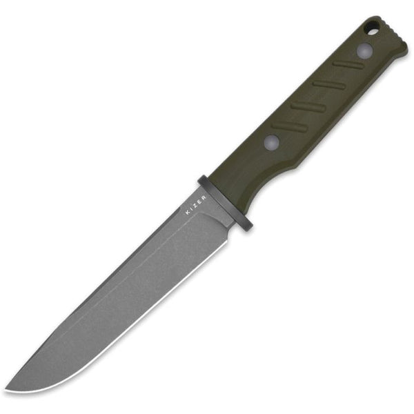 Kizer Cutlery Camp 180 Fixed Blade Green G10 Gray Stonewash AEB-L