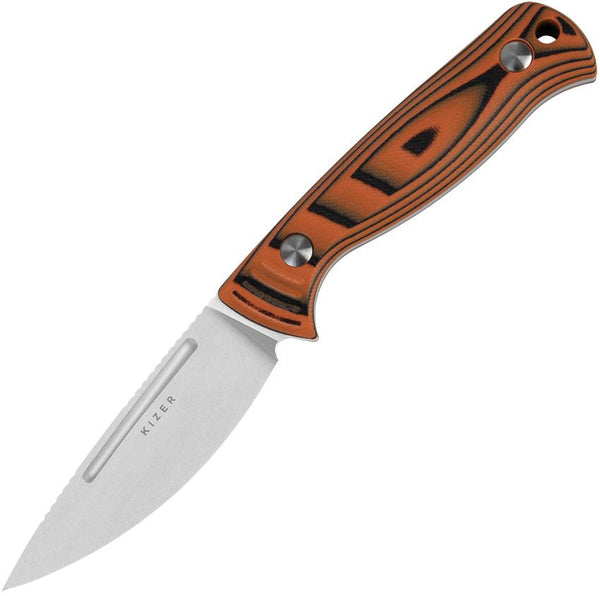 Kizer Cutlery Evenki 2 Fixed Blade Orange & Black G10 Stonewash AEB-L