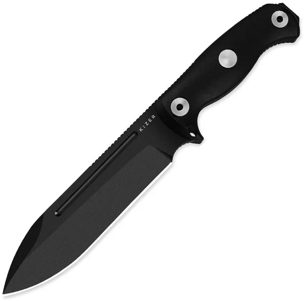Kizer Cutlery Drop Bear 7 Fixed Blade Black G10 Coated 1095HC