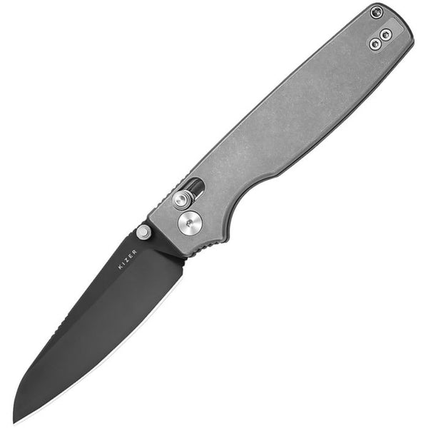 Kizer Cutlery Original 2 Clutch Lock Gray Stonewash Titanium Black DLC Coated S45VN