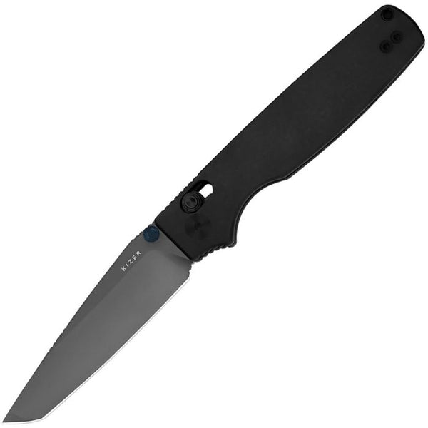 Kizer Cutlery Original 2 Clutch Lock Blackout Titanium DLC Coated Tanto S45VN