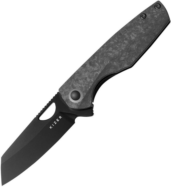 Kizer Cutlery Sparrow Framelock Marble CF Black Sheepsfoot S35VN