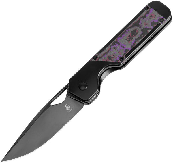 Kizer Cutlery Militaw Framelock Black Titanium w Purple Haze Fat Carbon Inlay DLC Coated S45VN