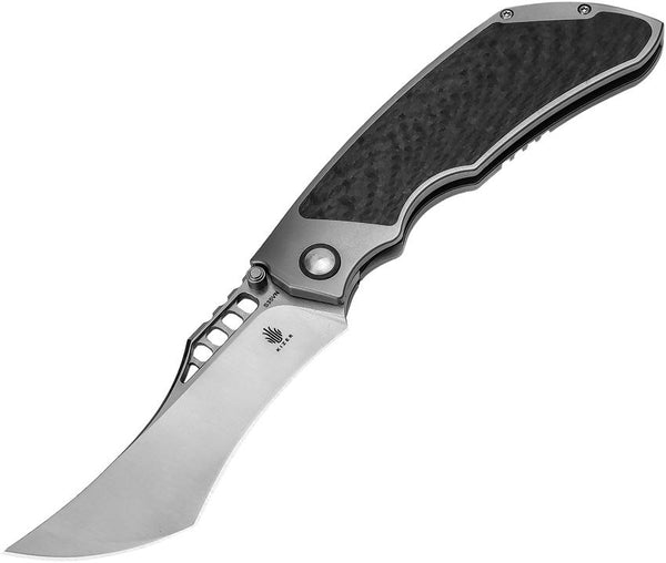 Kizer Cutlery Huntsmen Framelock Gray Titanium w CF Inlay Satin S35VN