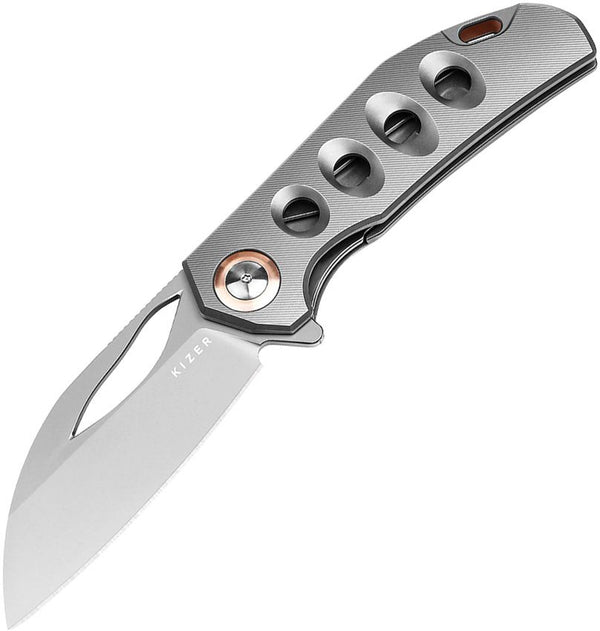 Kizer Cutlery Hawk Linerlock Gray Textured Titanium Satin Sheepsfoot S45VN