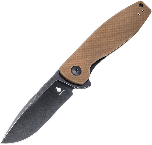 Kizer Cutlery The Swedge Linerlock Brown G10 Black Stonewash 9Cr18MoV