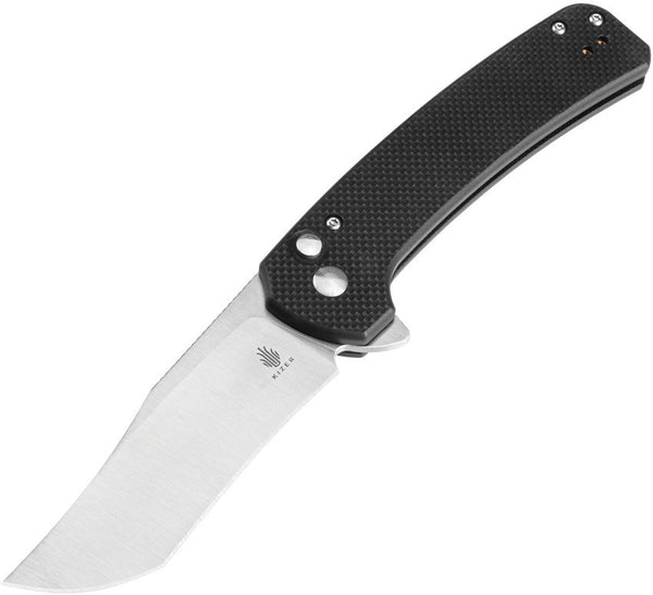 Kizer Cutlery Gryphon Button Lock Black G10 Satin Modified Tanto 9Cr18MoV