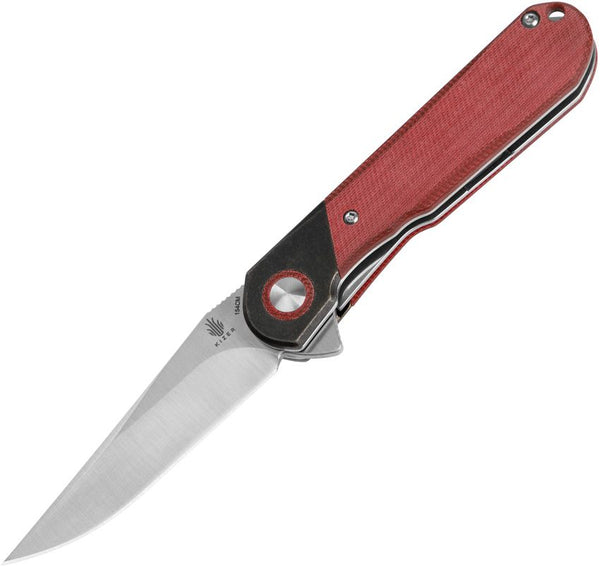 Kizer Cutlery Comet Linerlock Red Denim Micarta Satin 154CM