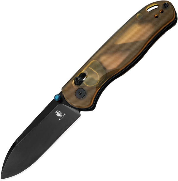 Kizer Cutlery Drop Bear Clutch Lock Ultem PEI Black Stonewash Nitro V