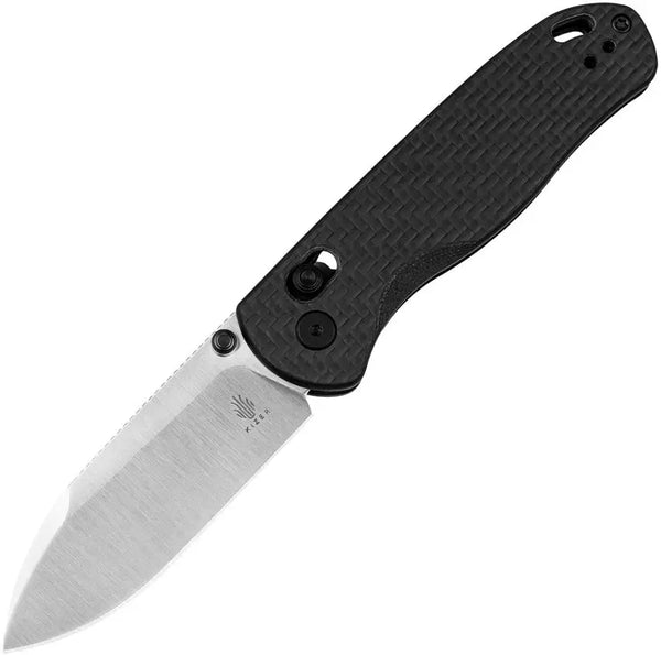 Kizer Cutlery Drop Bear Clutch Lock Black Carbon Fiber & G10 Satin Nitro V
