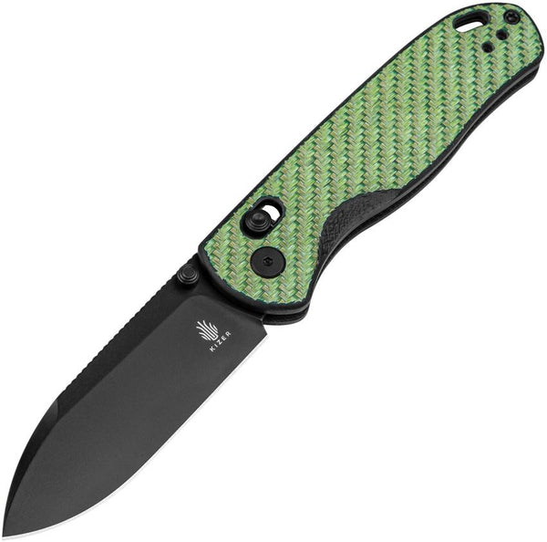 Kizer Cutlery Drop Bear Clutch Lock Magic Green CF & G10 Black Nitro V