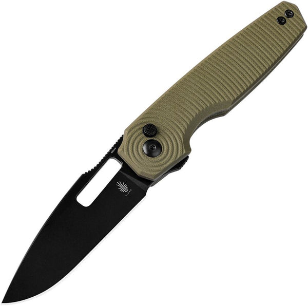 Kizer Cutlery Dogfish Button Lock OD Green G10 Black Nitro V