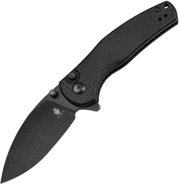 Kizer Cutlery Mini Grouper Button Lock Blackout Carbon Fiber Stonewash Nitro V