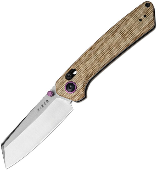 Kizer Cutlery Madrac Clutch Lock Natural Micarta Satin Nitro V