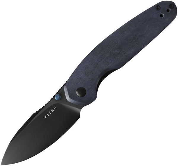 Kizer Cutlery Meteora Linerlock Blue Canyon Richlite PVD Coated Nitro V