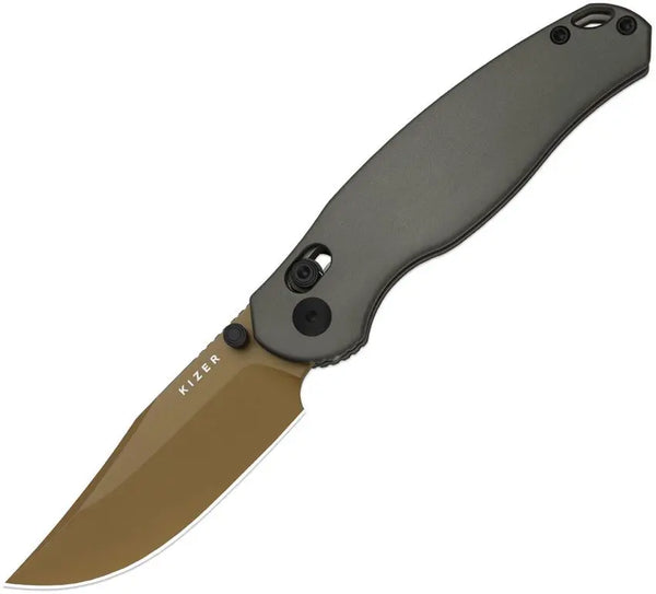 Kizer Cutlery Phoca CC Gray Aluminum Sunset Metal PVD coated AEB-L
