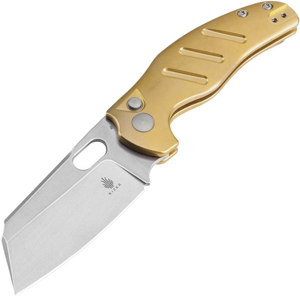 Kizer Cutlery C01C Sheepdog Button Lock Stonewash Sheepsfoot CPM-3V